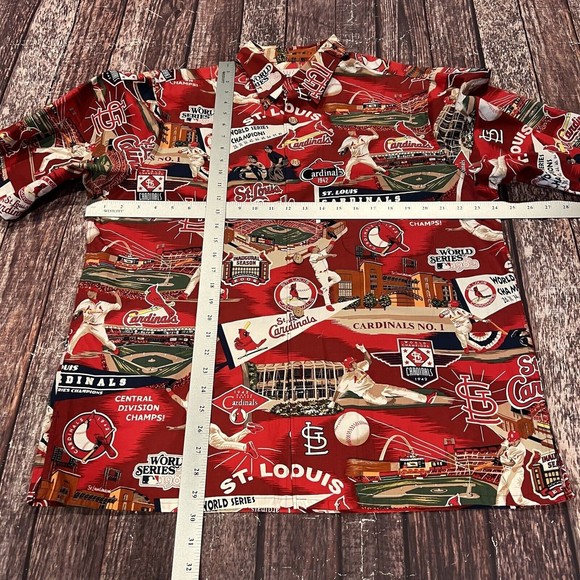 Reyn Spooner MLB St Louis Cardinals World Series Button Red Short Sleeve Large - Picture 6 of 6